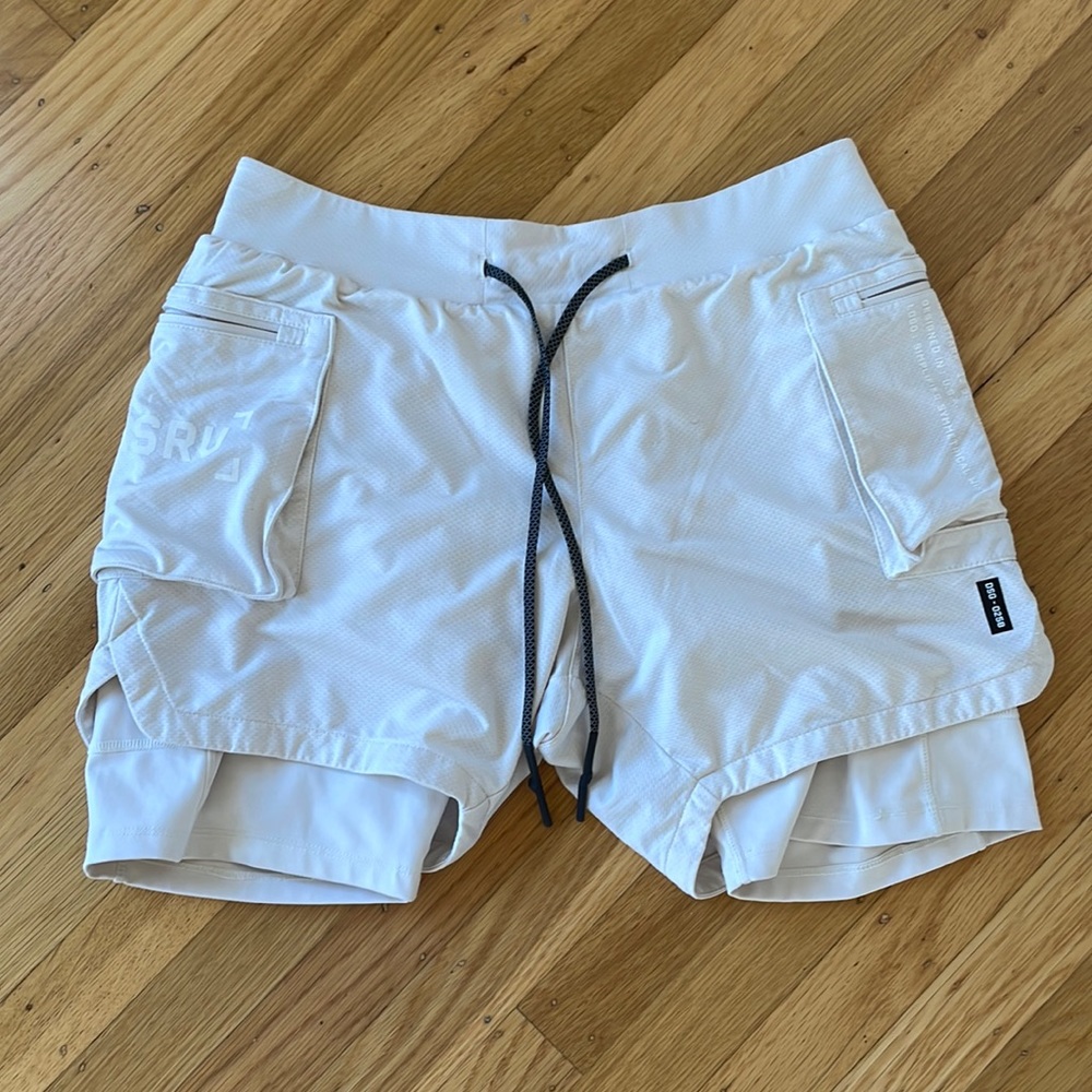 ASRV silver lite 5” liner cargo short - ivory cream